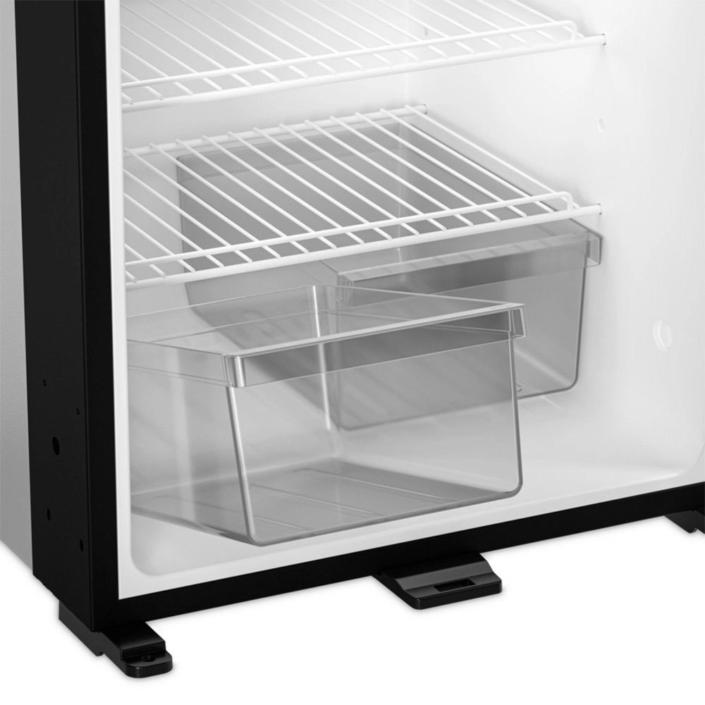 Dometic NRX 60C built-in compressor fridge freezer with door open showing interior shelves and food storage