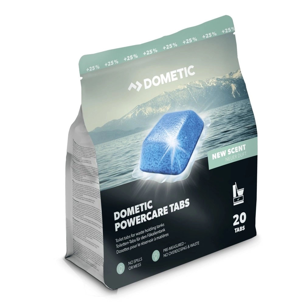 Dometic PowerCare Toilet Tabs 20 Pack Waste Tank Treatment Dometic PowerCare toilet tabs 20 pack for caravan and RV waste holding tanks odor control and waste breakdown