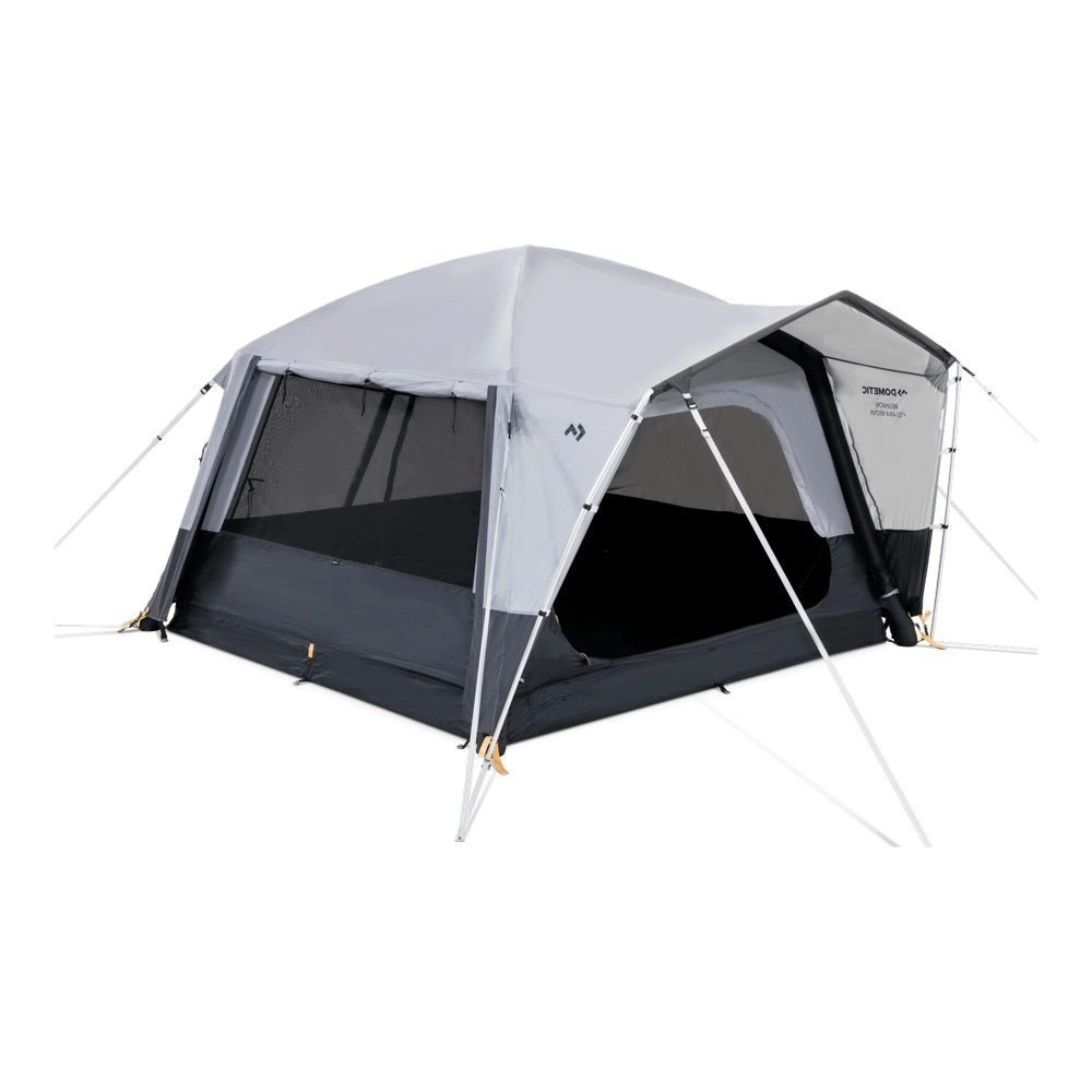 Dometic Reunion FTG 4X4 Redux 4 person inflatable air tent with front canopy and guy lines pitched outdoors