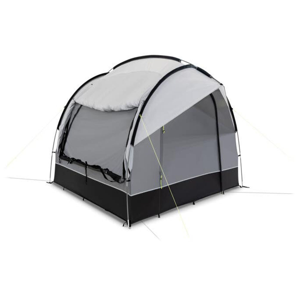 Dometic Tailgater Travel Pod SUV Awning Tent Dometic Tailgater Travel Pod attached to SUV creating sheltered camping space with enclosed awning tent