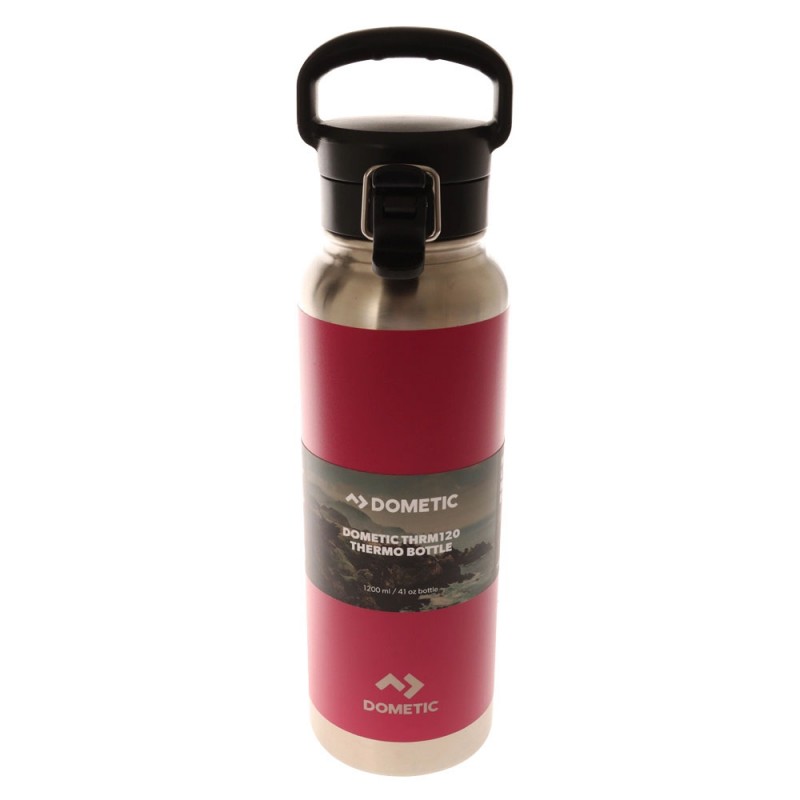 Dometic 1.2 litre insulated thermo water bottle in orchid colour with carry handle and leakproof lid