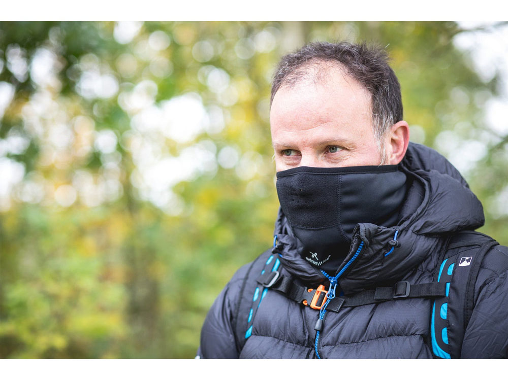 Black Extremities Guide face mask with GORE-TEX INFINIUM fabric for windproof cold weather hiking cycling and outdoor use