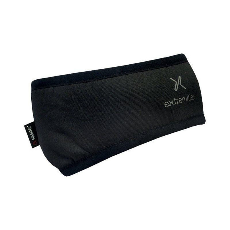Black Extremities Power Stretch headband made with Polartec fabric for thermal warmth moisture control and outdoor winter sports use