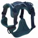 Helvellyn Adjustable Padded Dog Harness Helvellyn dog harness in dark green with breathable mesh padding, adjustable black straps, buckles, handle and leash attachment rings.