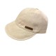 Cut-out product image of a beige handmade summer bucket hat with wide brim, on a white background.