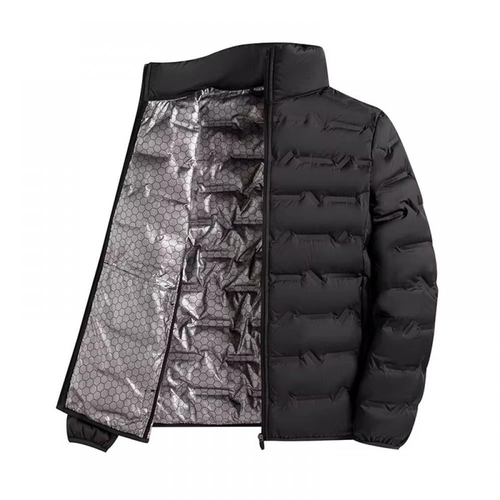 Graphene Self-Heating Down Jacket Men's Windproof Winter Jacket Men's graphene self-heating down jacket with insulated quilted design, reflective thermal lining and windproof construction for warmth, outdoor activities, travel and cold-weather winter wear.
