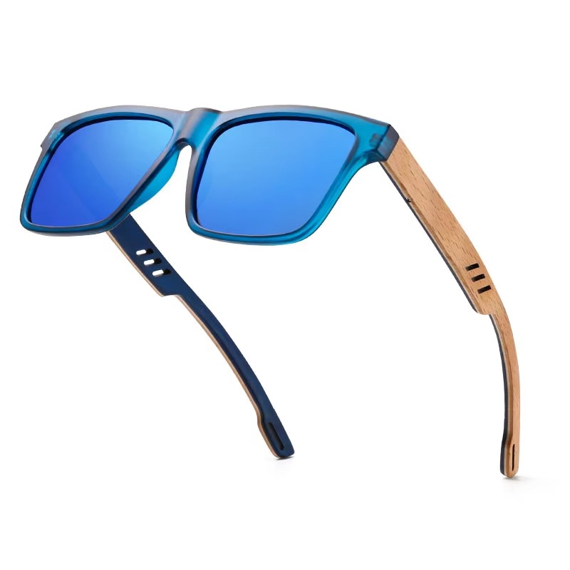 hu wood square polarized sunglasses wooden temple uv400 protection lightweight retro style sunglasses for men and women