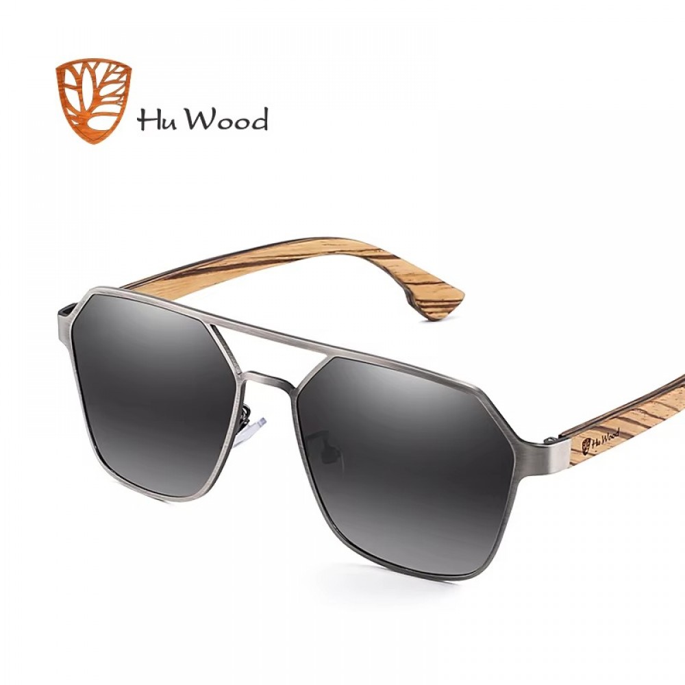 hu wood square polarized sunglasses wooden temple uv400 protection retro style fashion sunglasses for men and women