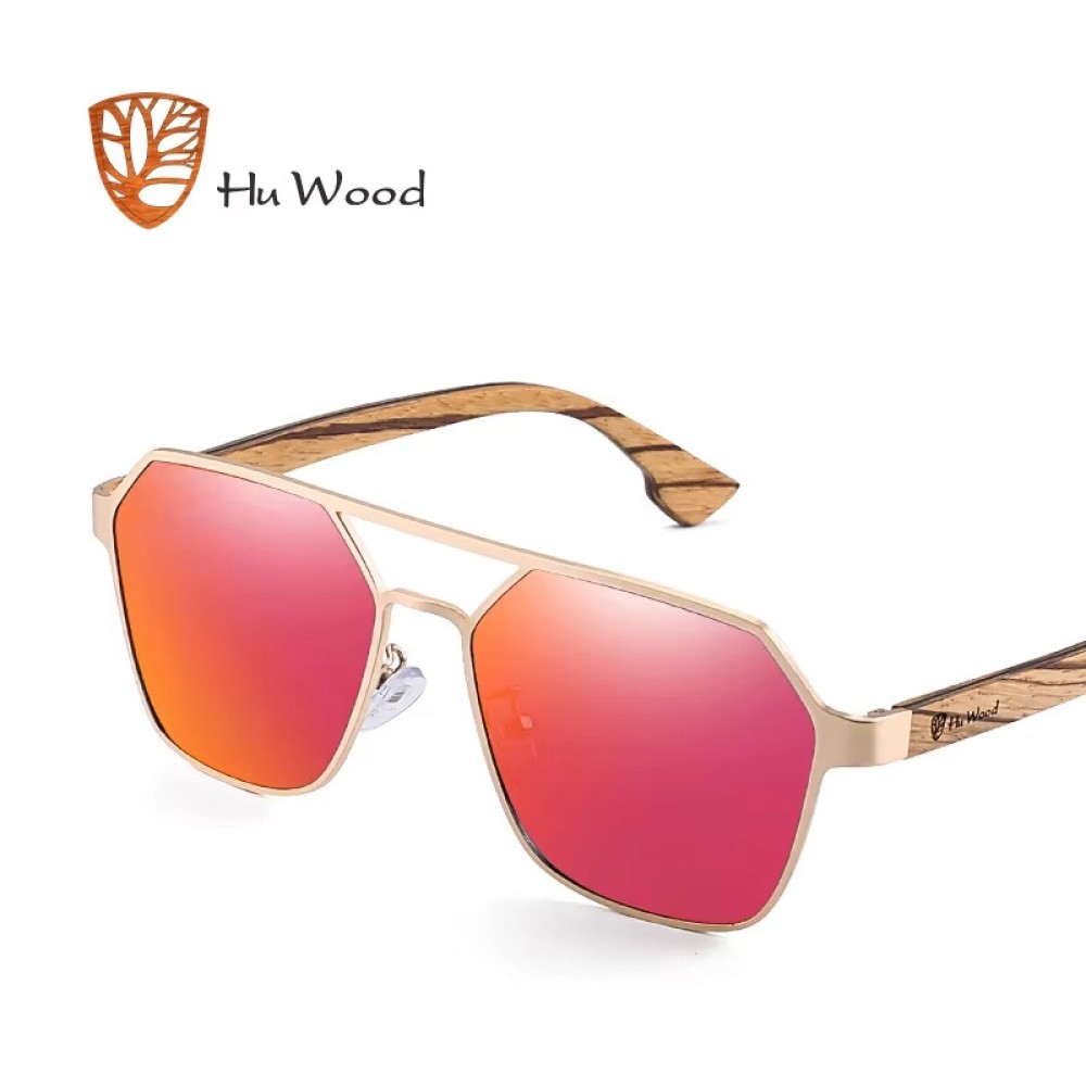 hu wood square polarized sunglasses wooden temple uv400 protection retro style fashion sunglasses for men and women