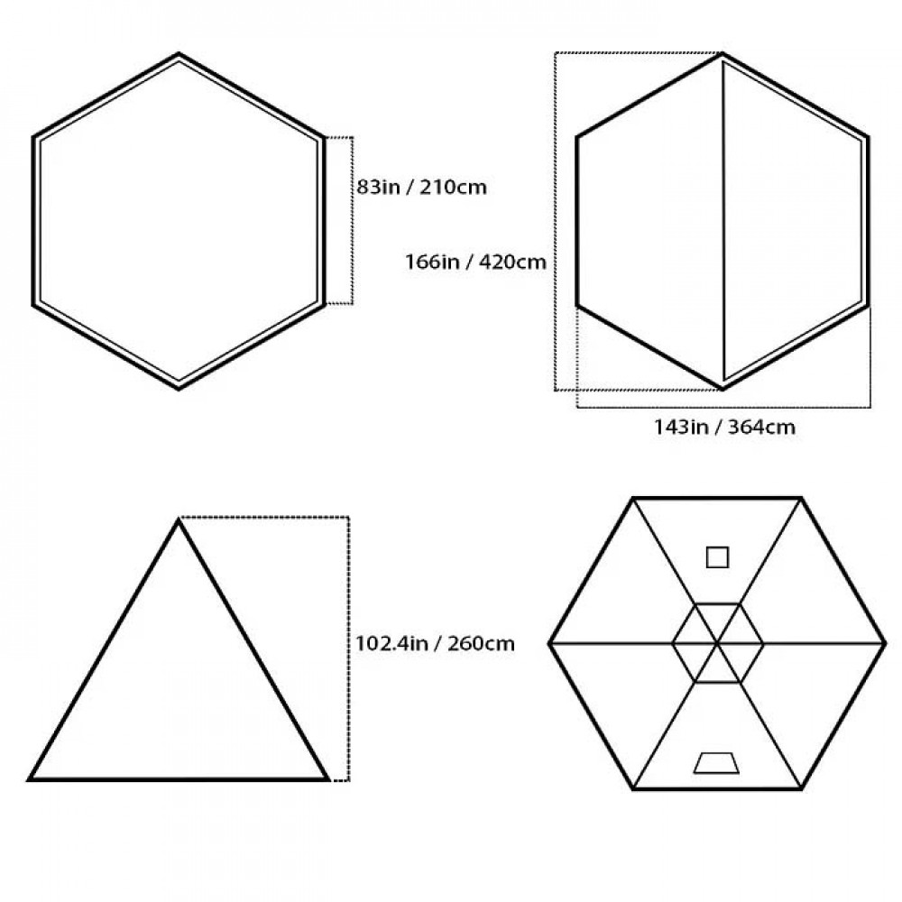 Pomoly HUSSAR Plus 2.0 Tent Dimensions Diagram Schematic layout showing floor area, peak height, and shape dimensions