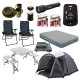 Kampa Brighton 5 person camping package with tent, camping chairs, air mattress, table, cookware and outdoor accessories