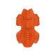 Orange insulated hammock sleeping pad installed inside camping hammock for outdoor backpacking and cold weather camping