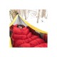 Top view of insulated orange hammock sleeping mat with V chamber air cell design for improved comfort and thermal insulation