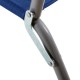LIFE! Alto high beach chair with blue fabric seat and lightweight foldable frame designed for beach trips, camping, outdoor events and relaxed seating