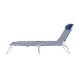 LIFE! Kalua foldable sun lounger chair with navy striped fabric and lightweight portable frame designed for beach, camping, poolside and outdoor relaxation