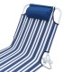 LIFE! Kalua foldable sun lounger chair with navy striped fabric and lightweight portable frame designed for beach, camping, poolside and outdoor relaxation