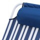 LIFE! Kalua foldable sun lounger chair with navy striped fabric and lightweight portable frame designed for beach, camping, poolside and outdoor relaxation
