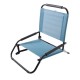 LIFE! Textilene low beach chair with breathable light blue mesh fabric and foldable steel frame designed for beach, camping and outdoor relaxation