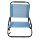 LIFE! Textilene low beach chair with breathable light blue mesh fabric and foldable steel frame designed for beach, camping and outdoor relaxation