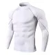 Men's Long Sleeve Compression Sports T-Shirt Men's long sleeve compression sports t-shirt in black with contrast stitching, designed for training, running, gym workouts, fitness, cycling, and outdoor sports. Features a slim-fit athletic design with moisture-wicking, stretch fabric for enhanced perfo