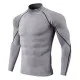 Men's Long Sleeve Compression Sports T-Shirt Men's long sleeve compression sports t-shirt in black with contrast stitching, designed for training, running, gym workouts, fitness, cycling, and outdoor sports. Features a slim-fit athletic design with moisture-wicking, stretch fabric for enhanced perfo