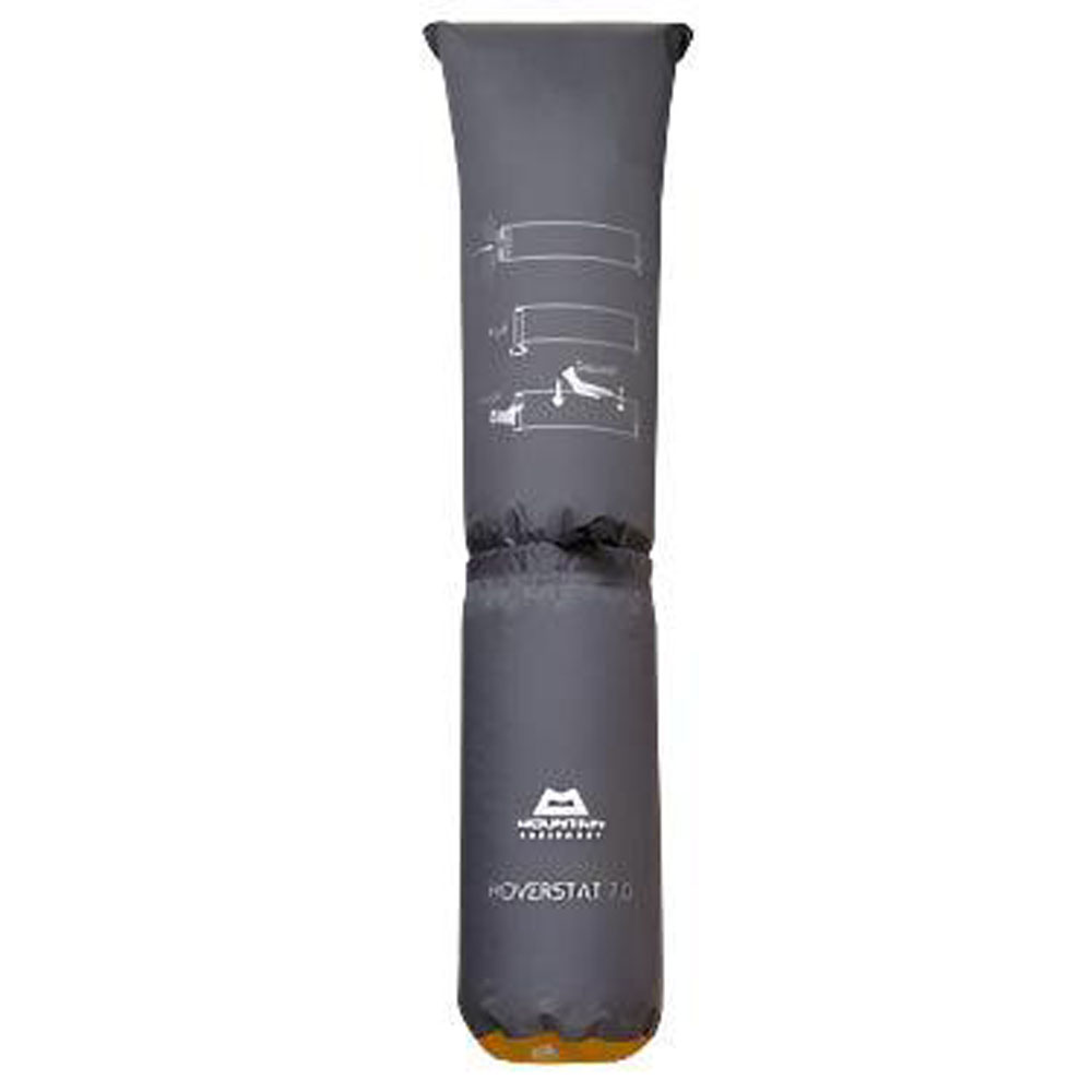 Mountain Equipment Hoverstat 7.0 Inflation Sack Inflation sack for the Hoverstat 7.0 sleeping mat by Mountain Equipment, featuring usage illustrations on the exterior.