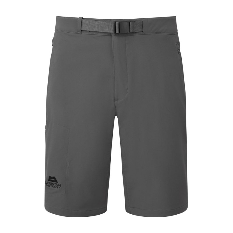 Anvil Grey technical shorts with integrated belt and minimalist front design, ideal for summer mountain adventures
