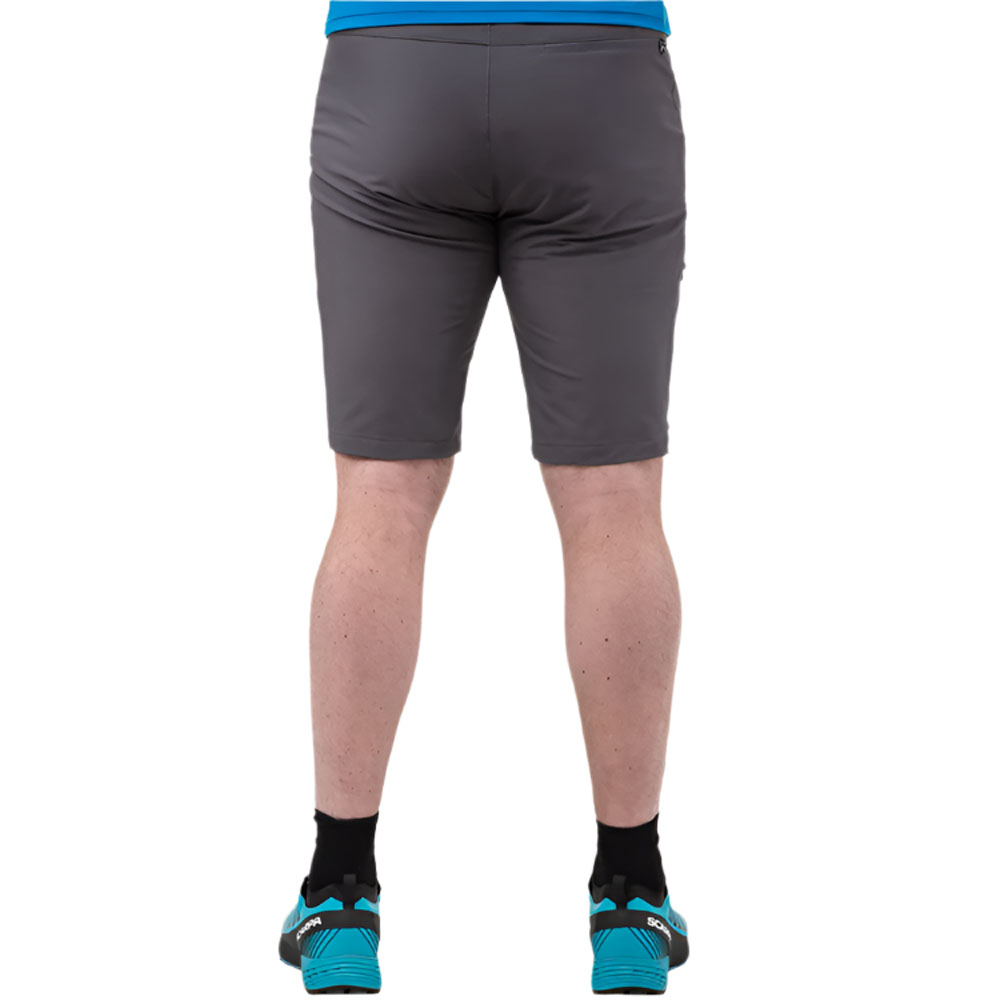 Anvil Grey technical shorts with integrated belt and minimalist front design, ideal for summer mountain adventures