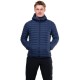 Dusk Mountain Equipment Particle Hooded men's down jacket with horizontal baffles and full zip front