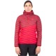 Red and crimson Mountain Equipment Particle insulated women’s jacket with full front zip and fitted hood