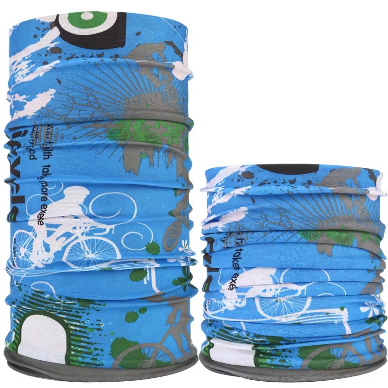Multi-functional seamless neck gaiter featuring lightweight stretch fabric and colorful printed designs. Can be worn as a neck warmer, face covering, headband, bandana, scarf, balaclava, wristband or cycling and outdoor sports headwear for year-round prot