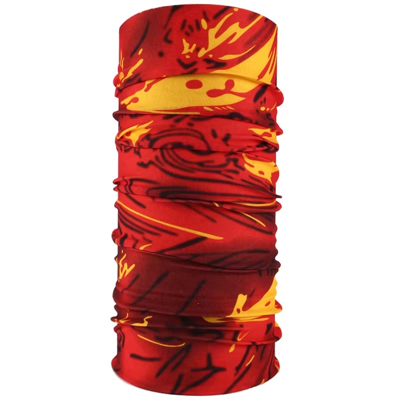 Multi-functional seamless neck gaiter featuring lightweight stretch fabric and colorful printed designs. Can be worn as a neck warmer, face covering, headband, bandana, scarf, balaclava, wristband or cycling and outdoor sports headwear for year-round prot