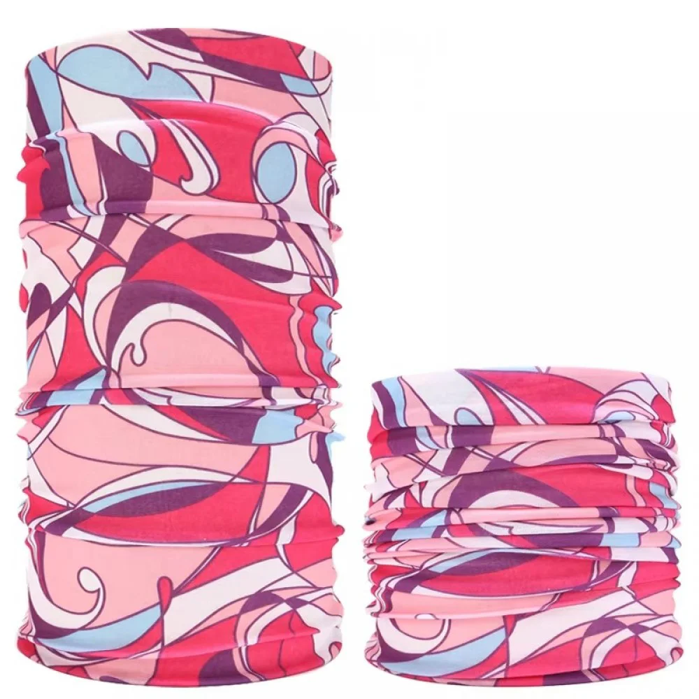 Multi-functional seamless neck gaiter featuring lightweight stretch fabric and colorful printed designs. Can be worn as a neck warmer, face covering, headband, bandana, scarf, balaclava, wristband or cycling and outdoor sports headwear for year-round prot