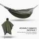Insulated hammock underquilt converted into wearable camping poncho for outdoor warmth and wind protection