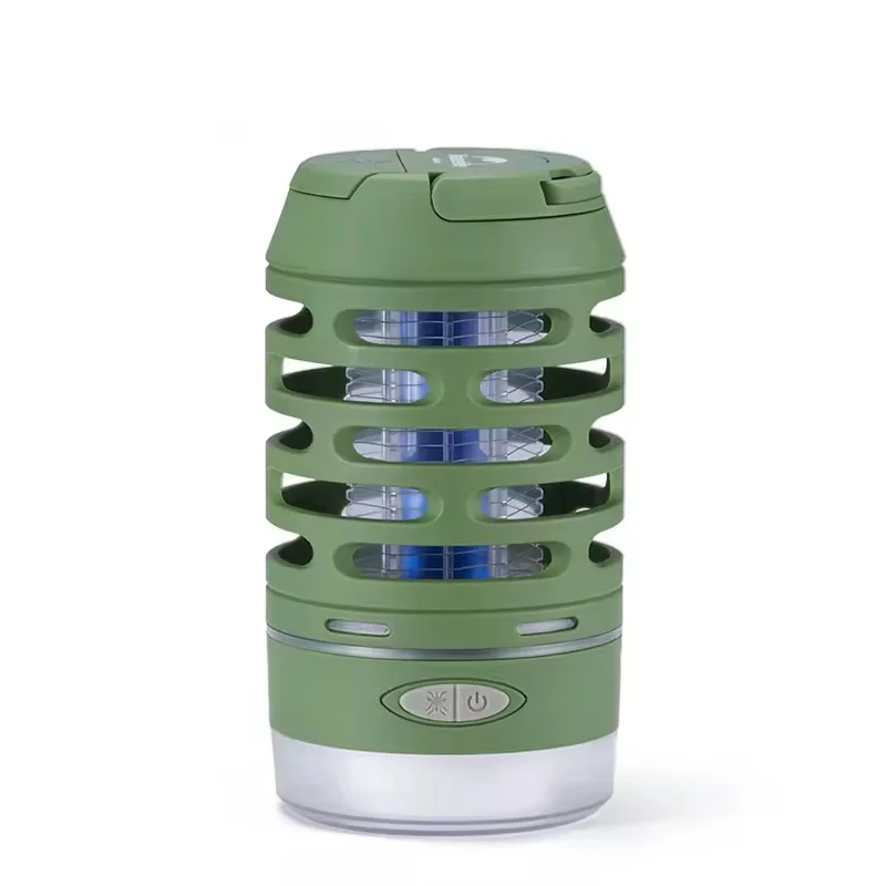 Portable Naturehike outdoor electric mosquito zapper with integrated LED camping lantern, rechargeable design, and protective cage in green finish.