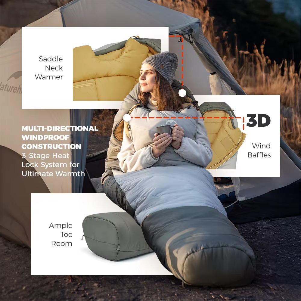 Naturehike MG270 Gold Label mummy sleeping bag with antibacterial insulation designed for camping hiking backpacking and outdoor cold weather use