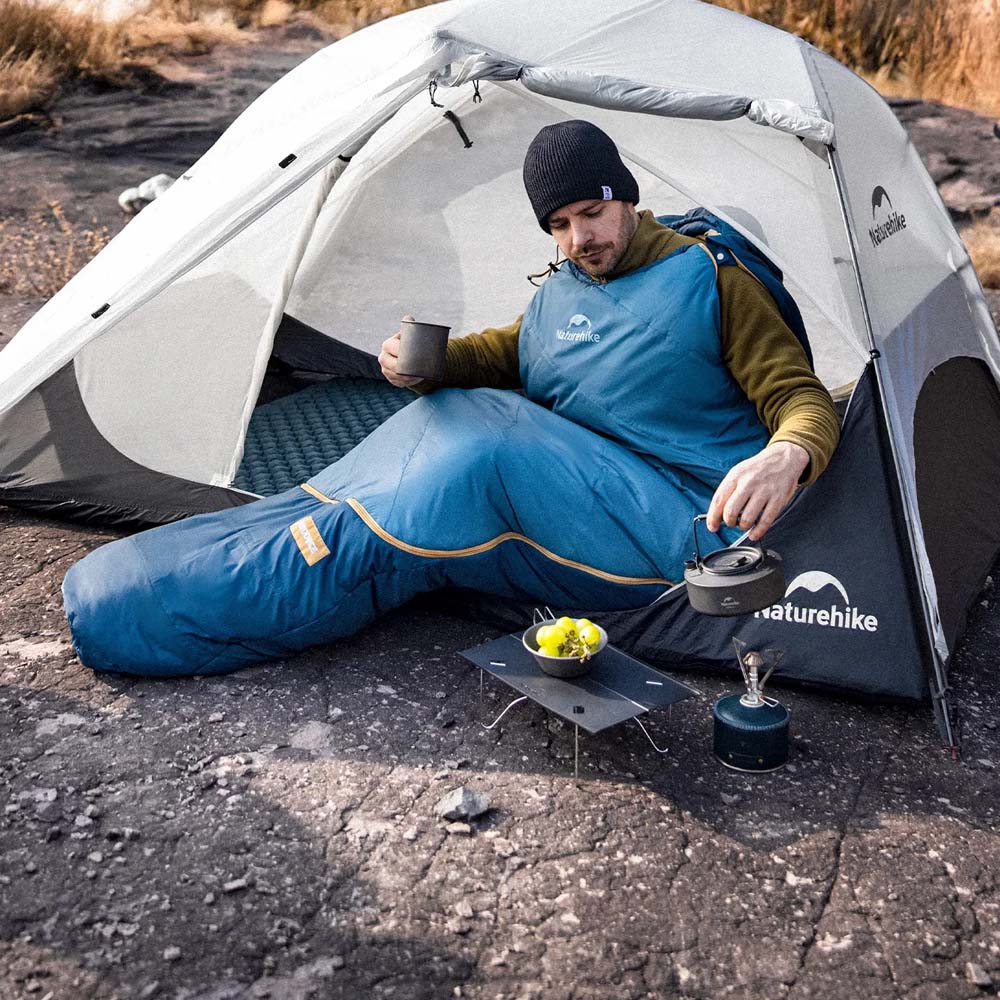 Blue Naturehike Mujin Pro mummy sleeping bag designed for lightweight camping hiking backpacking and outdoor cold weather sleeping comfort
