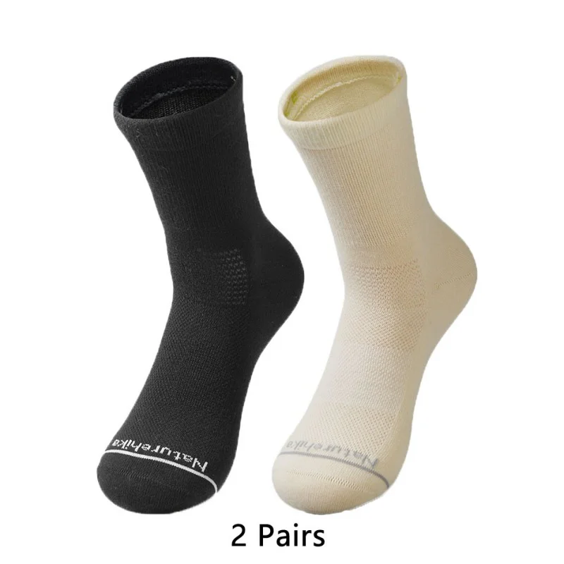  2Pairs Naturehike quick drying mid-calf hiking sock with breathable knit panels and cushioned design for hiking, trekking, camping and outdoor adventures.