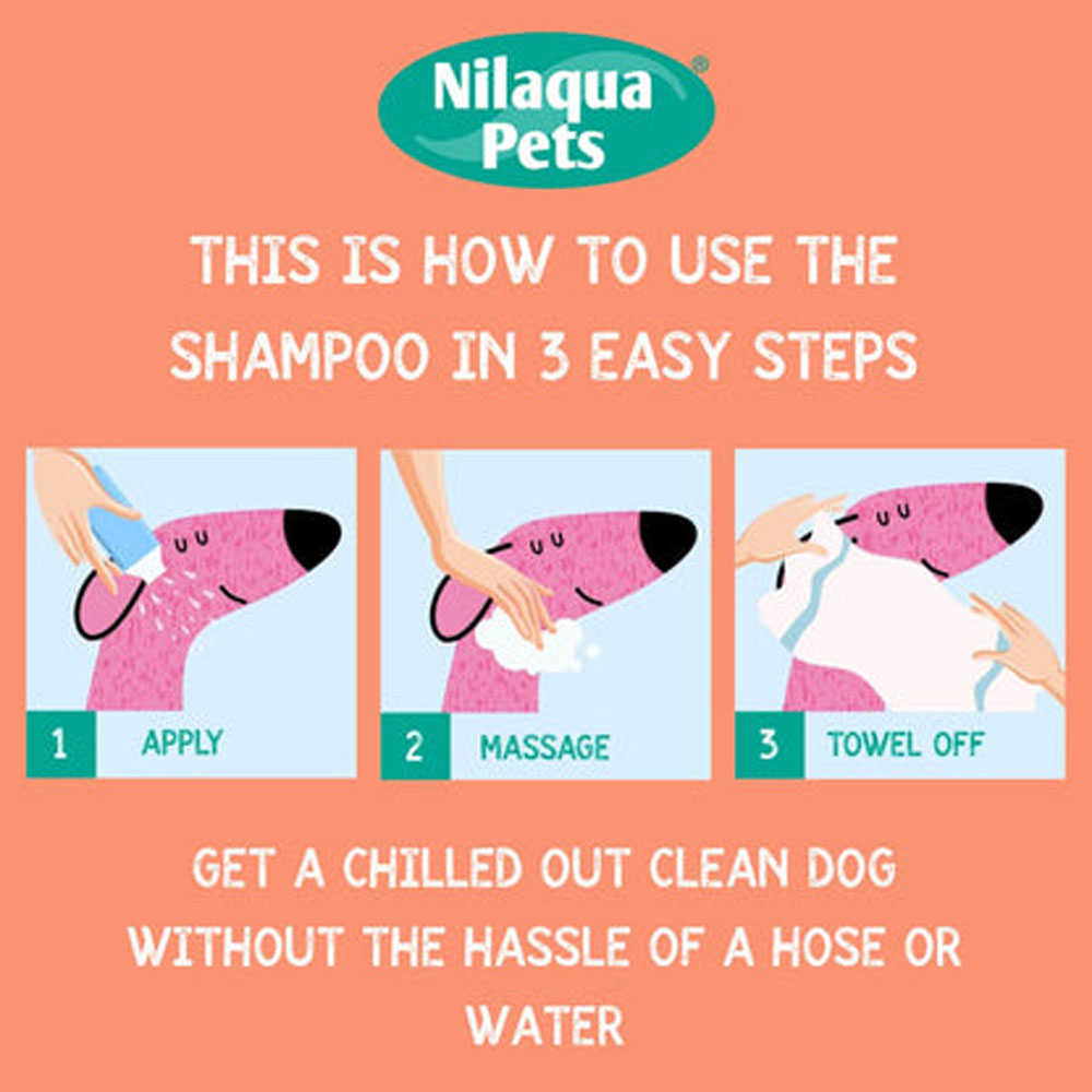 Nilaqua Pets Poop Shampoo waterless dog shampoo 500ml bottle for removing dirt and odours without water