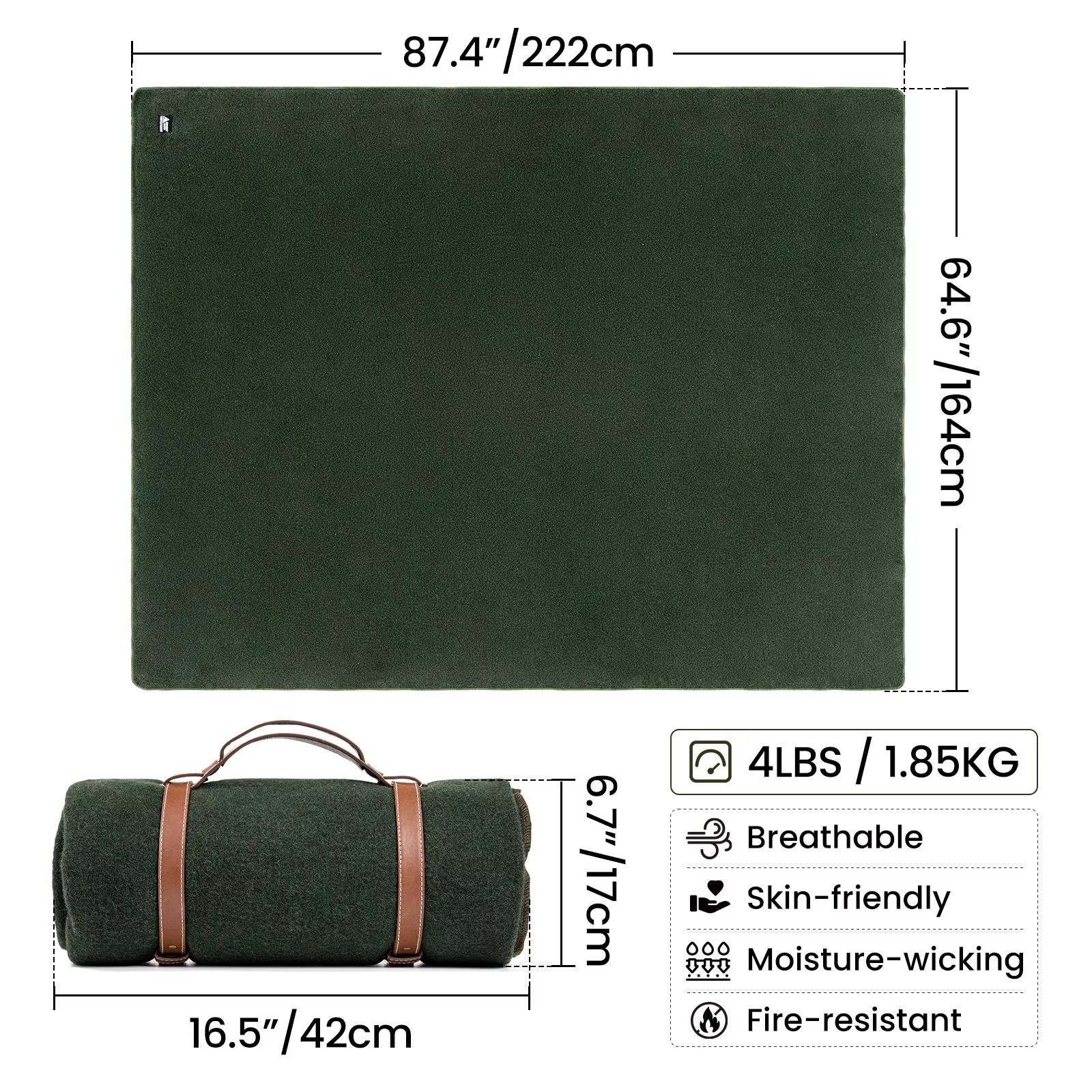 OneTigris Large Wool Camping Blanket OneTigris Large Wool Camping Blanket