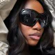 Oversized Y2K Shield Sunglasses – Tortoiseshell Brown Oversized Y2K shield sunglasses with tortoiseshell frame and brown gradient lenses