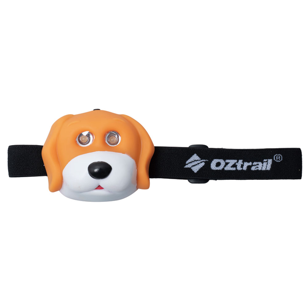 OZtrail Kids LED Headlamp Dog OZtrail kids LED headlamp with fun dog face design and adjustable head strap designed for camping, hiking, outdoor adventures and nighttime activities for children