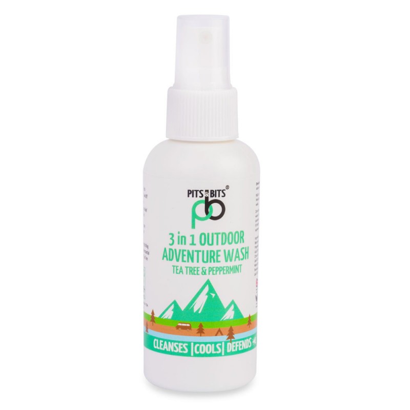 Front product image of Pits & Bits 3-in-1 Outdoor Adventure Wash bottle with white spray cap