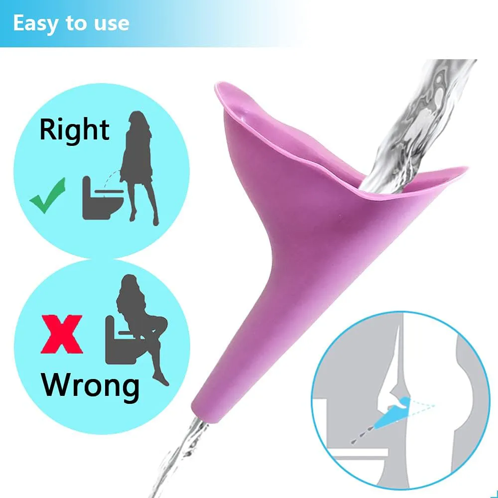 Portable women Urinal Funnel for Camping & Travel Portable silicone female urinal funnel with a collapsible storage case, designed for hygienic and convenient use during camping, hiking, travel, and outdoor activities.