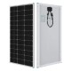 Renogy 100W Monocrystalline Solar Panel Front and Back View Renogy 100 watt monocrystalline solar panel front and rear view with junction box and MC4 connectors