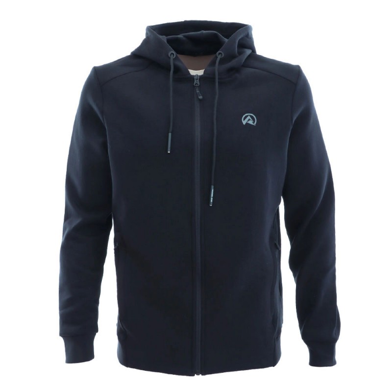 Ridgeline bonded technical mens black hoodie with full zip front and drawstring hood