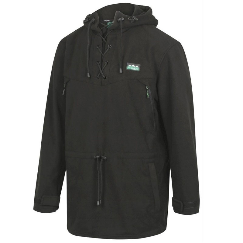 Ridgeline Hurricane mens lace front anorak in black with hood and weather resistant outdoor design