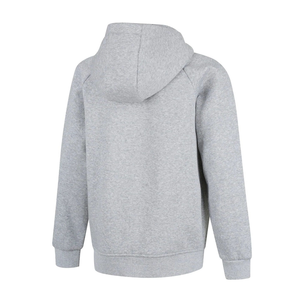 Ridgeline Impact recycled fleece kids zip hoodie in grey with full zip front and hood