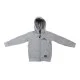 Ridgeline Impact recycled fleece kids zip hoodie laid flat showing long sleeves hood and front pockets
