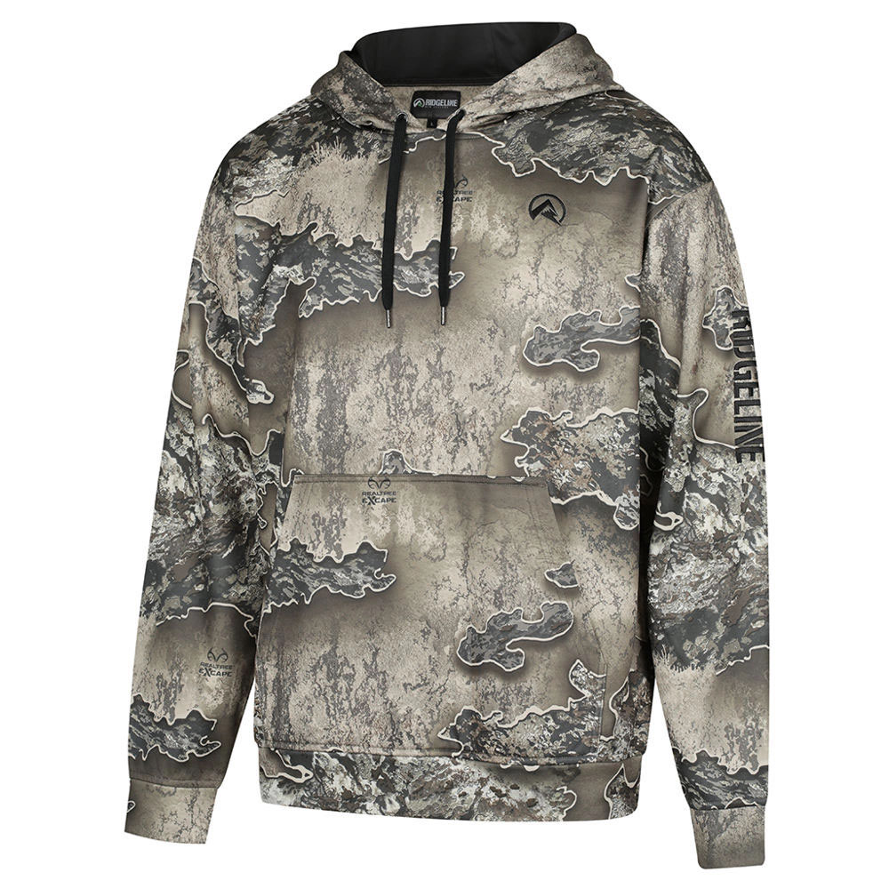 Ridgeline mens camouflage hoodie in Excape camo pattern with kangaroo pocket and drawstring hood